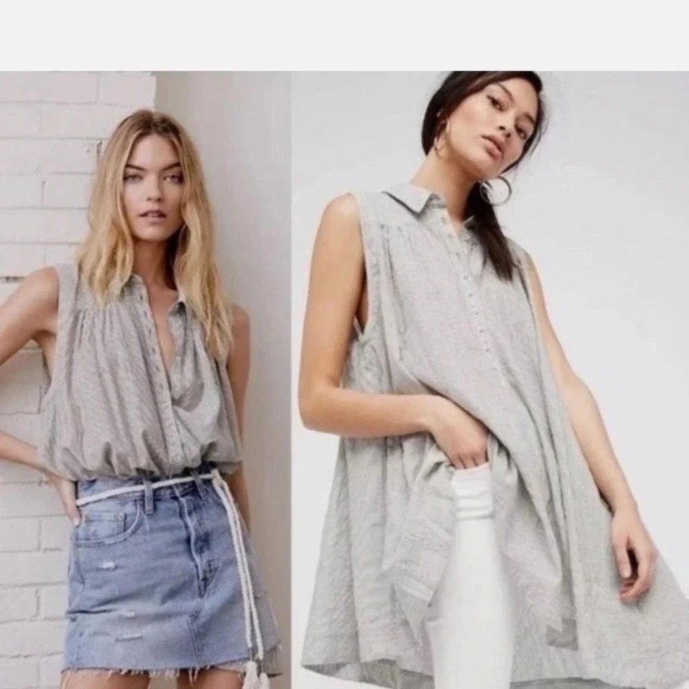 Free People Young Spirit Striped Boho Coastal Tunic Size Small